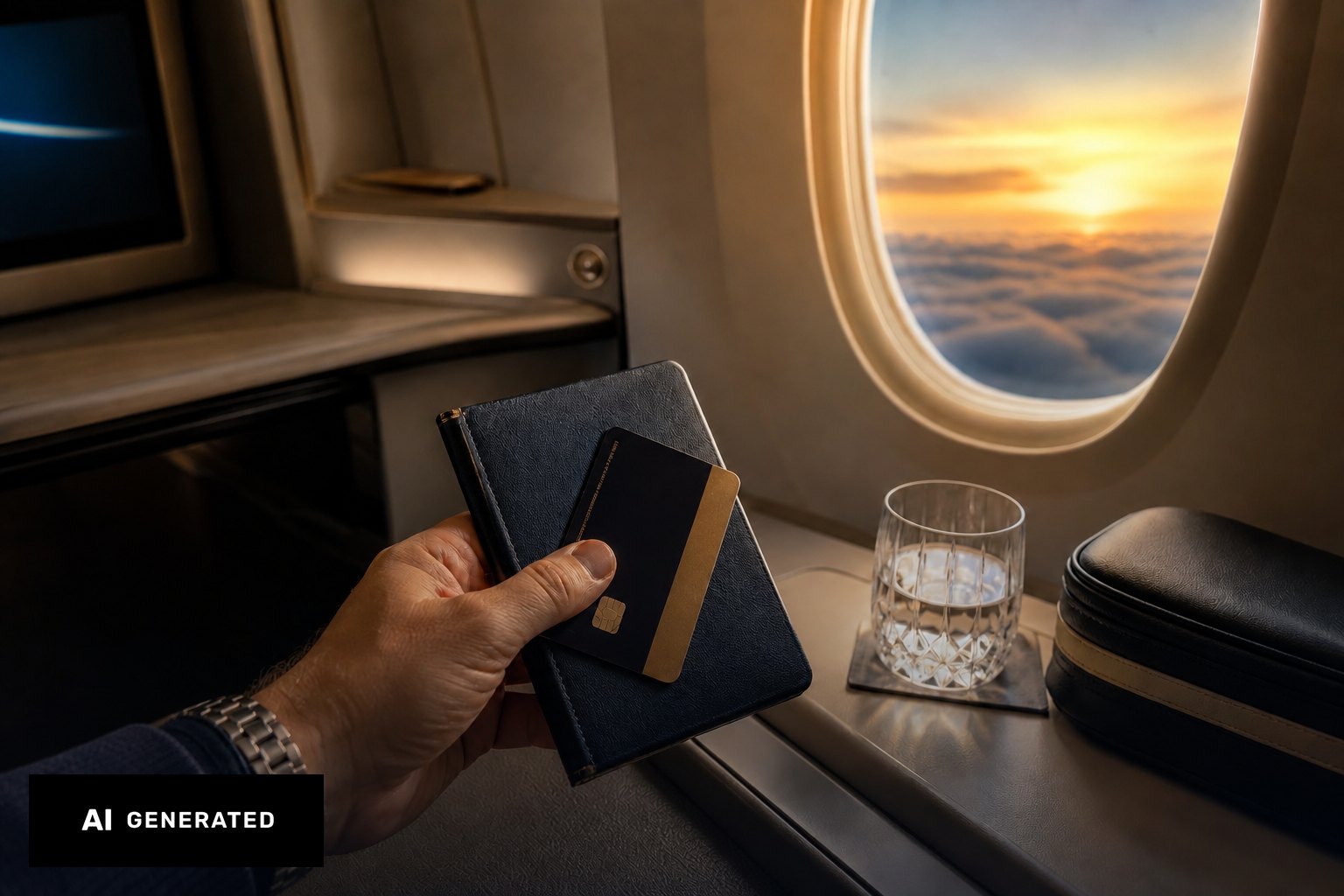 Meilen-Wallet auf einem Lie-Flat-Sitz in der Business Class